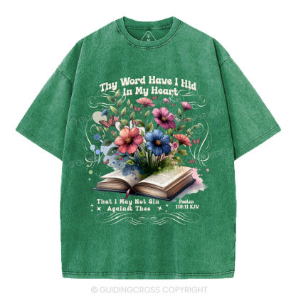 Word In Heart Christian Washed T-Shirt