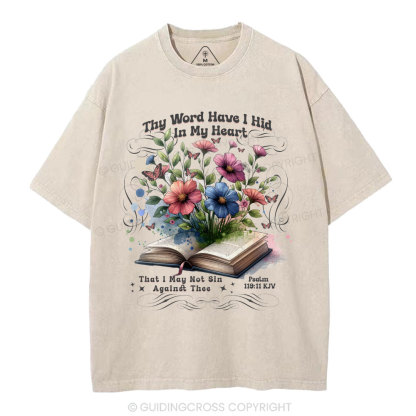 Word In Heart Christian Washed T-Shirt