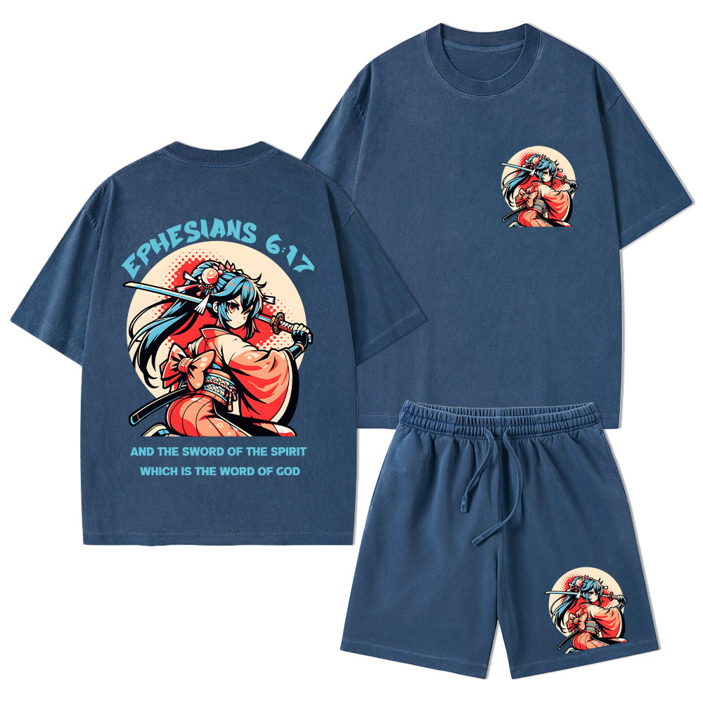Word of God Christian Washed T-Shirt & Shorts