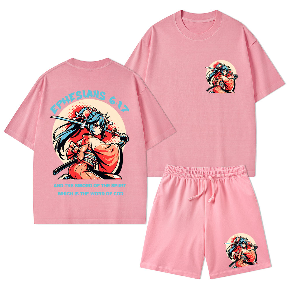 Word of God Christian Washed T-Shirt & Shorts