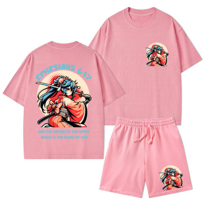 Word of God Christian Washed T-Shirt & Shorts