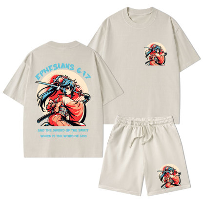 Word of God Christian Washed T-Shirt & Shorts