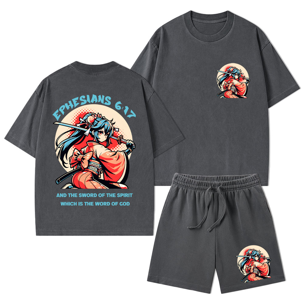 Word of God Christian Washed T-Shirt & Shorts