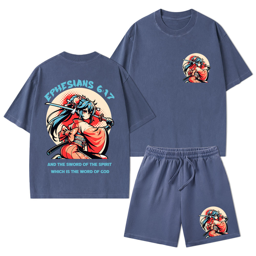 Word of God Christian Washed T-Shirt & Shorts