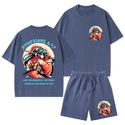Word of God Christian Washed T-Shirt & Shorts