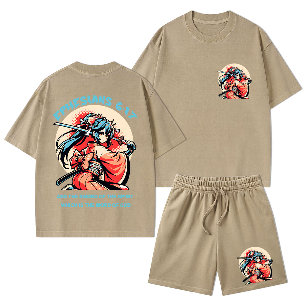 Word of God Christian Washed T-Shirt & Shorts