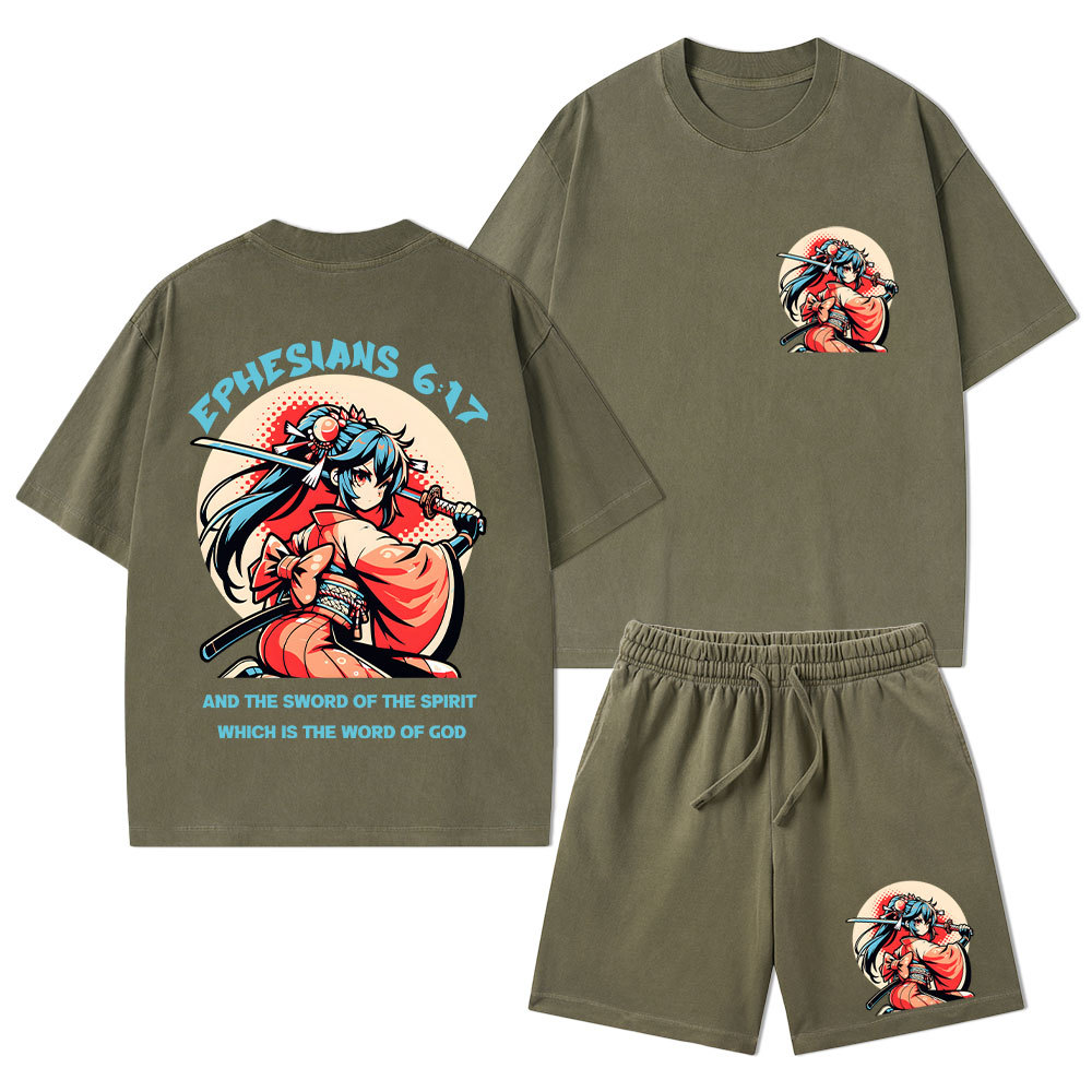Word of God Christian Washed T-Shirt & Shorts