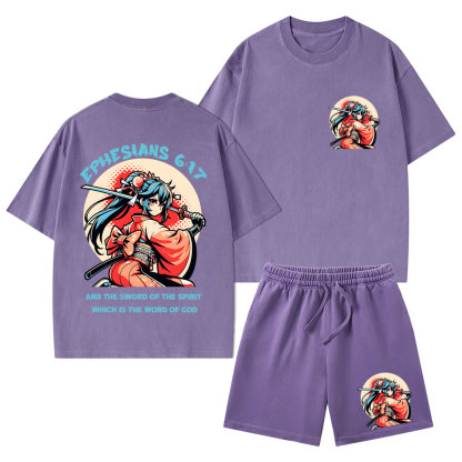 Word of God Christian Washed T-Shirt & Shorts