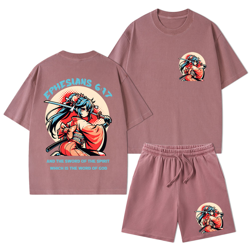 Word of God Christian Washed T-Shirt & Shorts