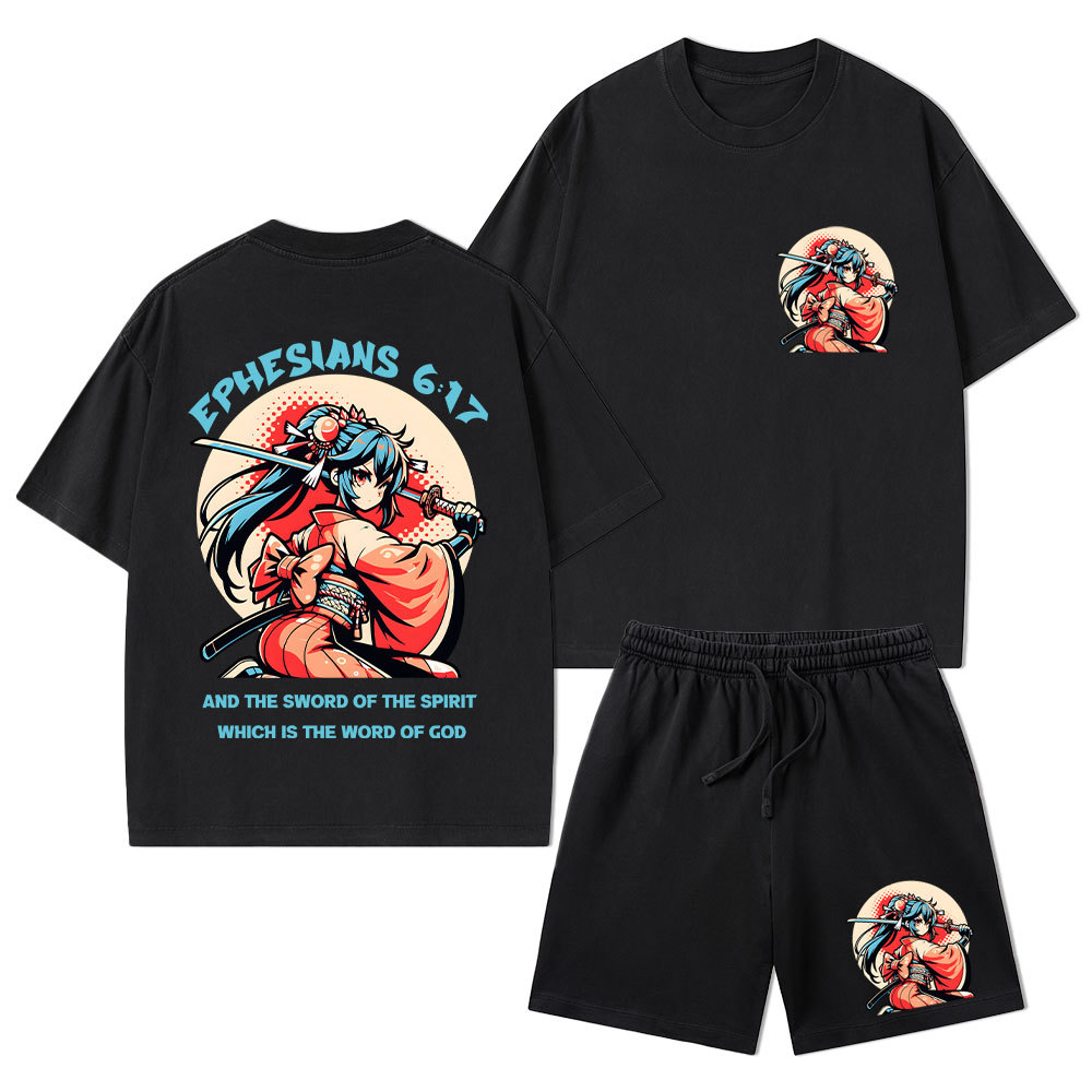Word of God Christian Washed T-Shirt & Shorts