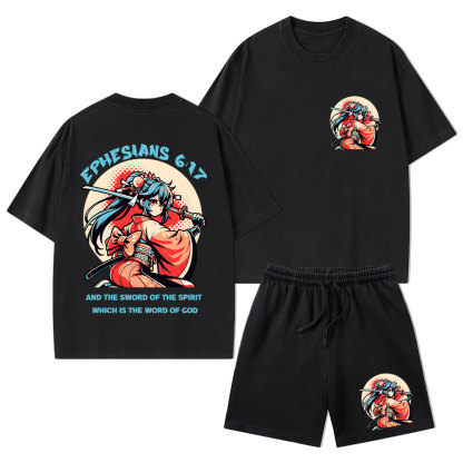Word of God Christian Washed T-Shirt & Shorts