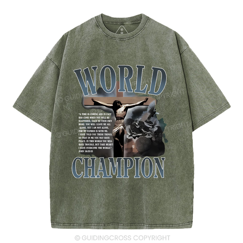 World Champion Christian Washed T-Shirt Sale - GuidingCross