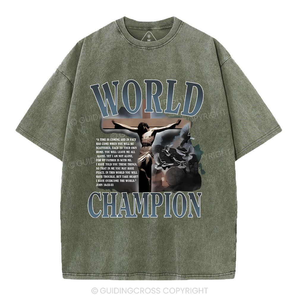 World Champion Christian Washed T-Shirt Sale - GuidingCross