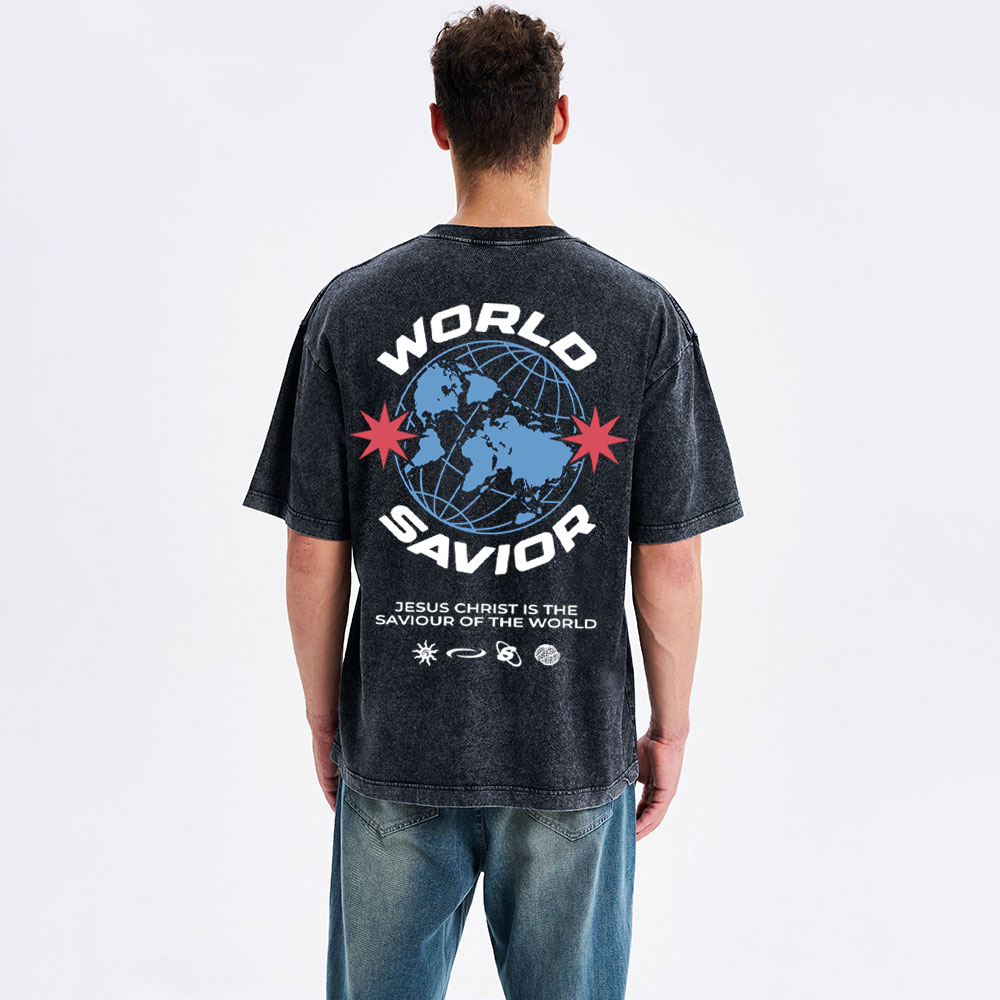 World Savior Christian Washed T-Shirt