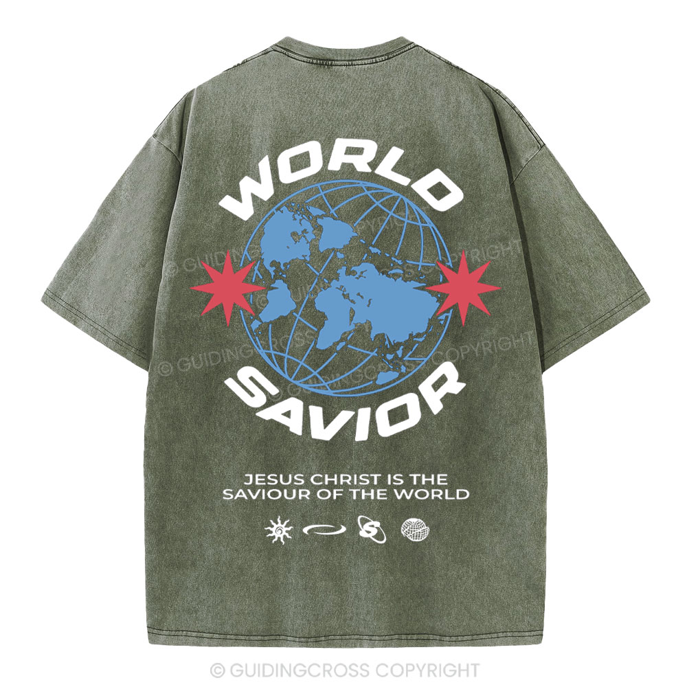 World Savior Christian Washed T-Shirt