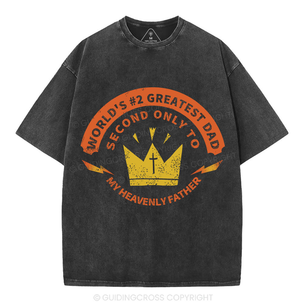 World's #2 Greatest Dad Christian Washed T-Shirt