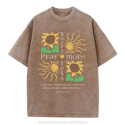 Worry Less Peay More Christian Washed T-Shirt