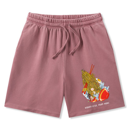 Worry Less Pray More Christian Washed Shorts
