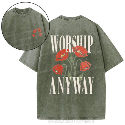 Worship Anyway Christian Washed T-Shirt