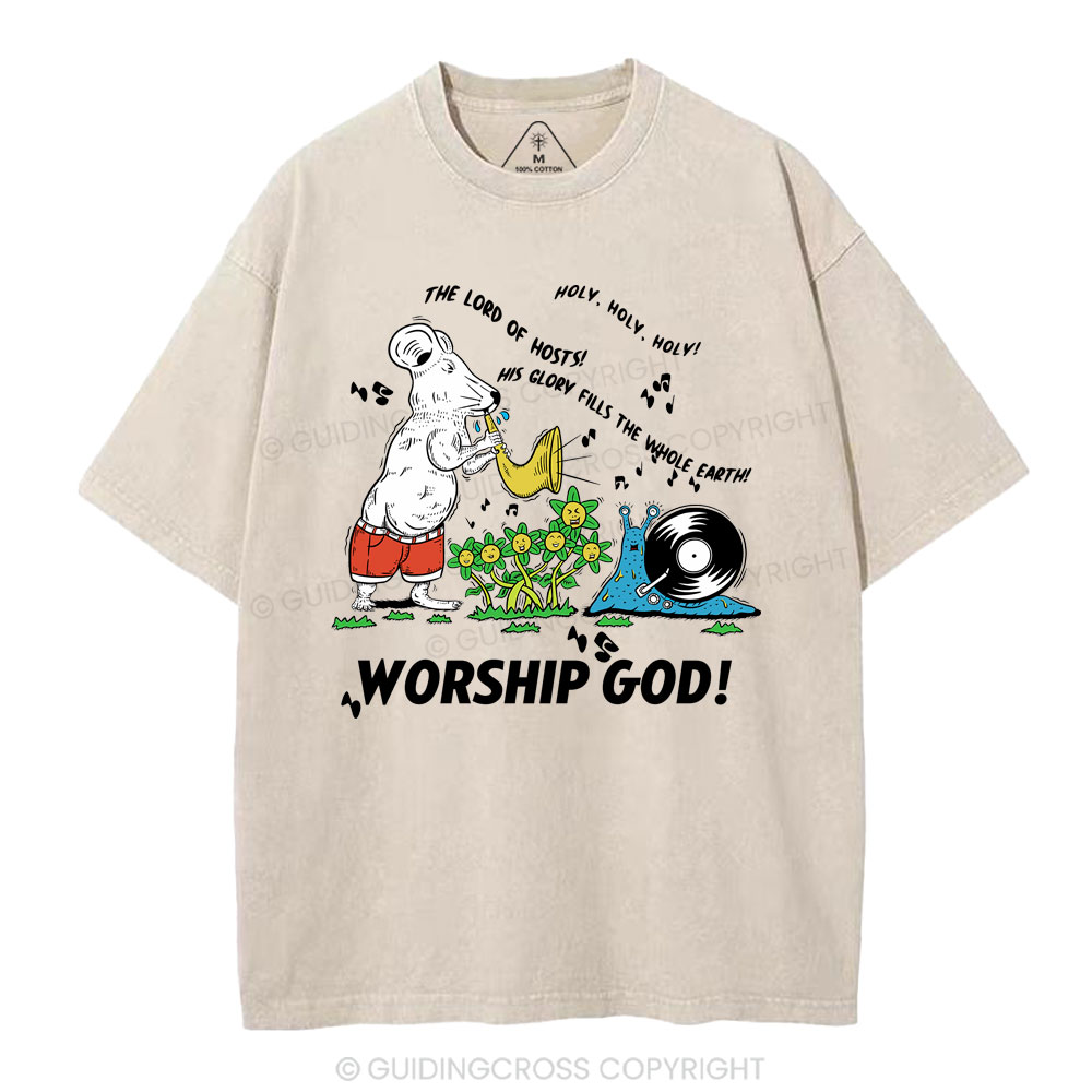 Worship God Christian Washed T-Shirt