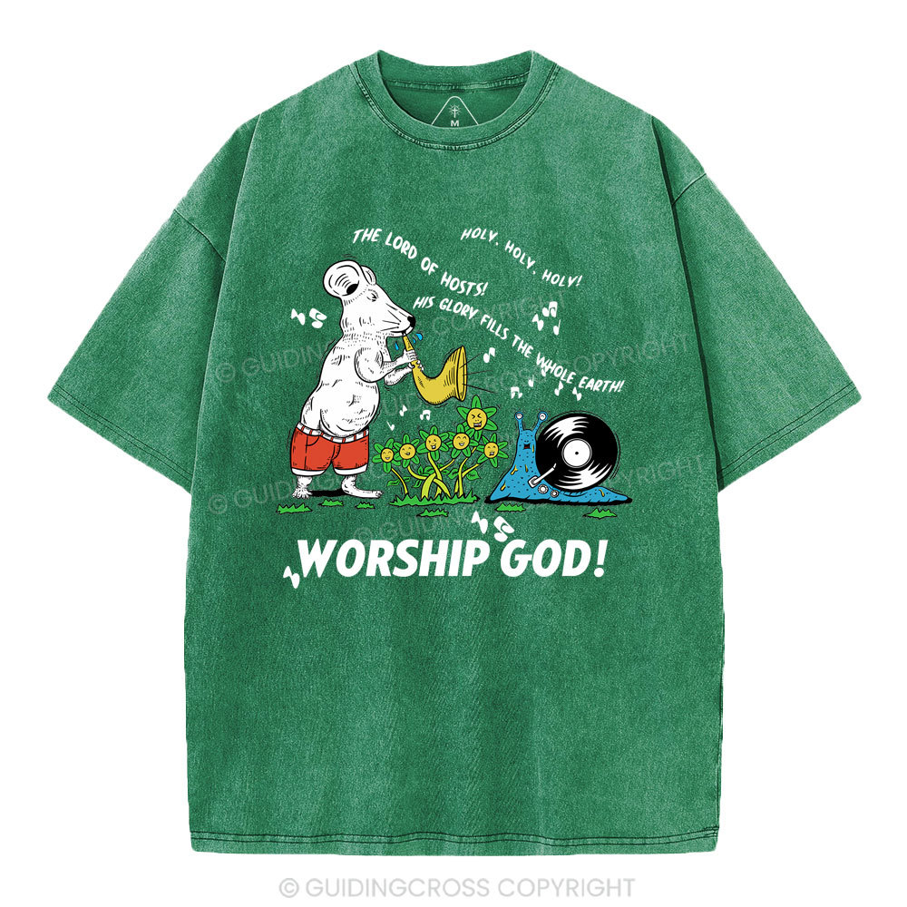 Worship God Christian Washed T-Shirt
