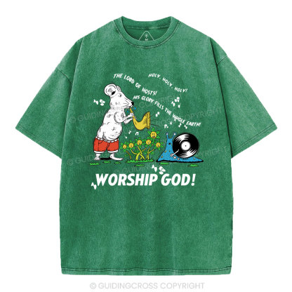 Worship God Christian Washed T-Shirt
