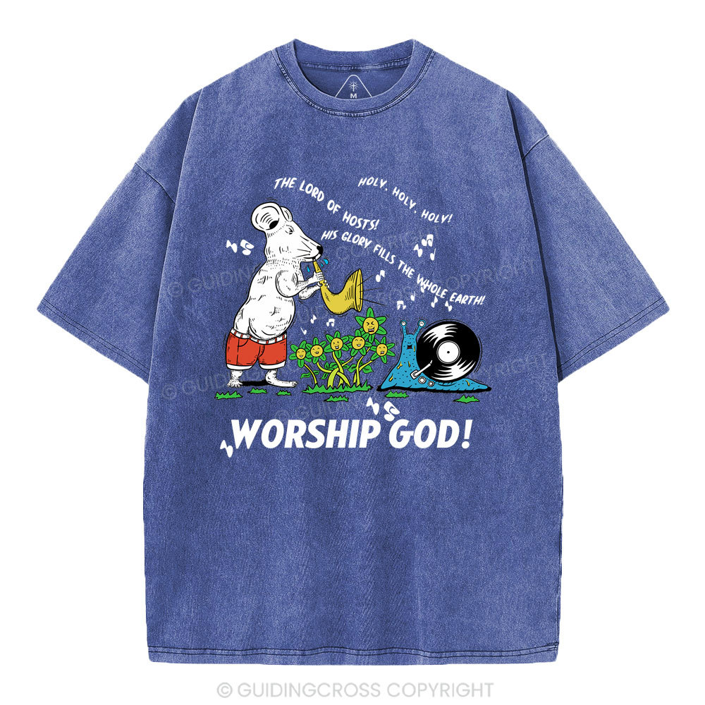 Worship God Christian Washed T-Shirt
