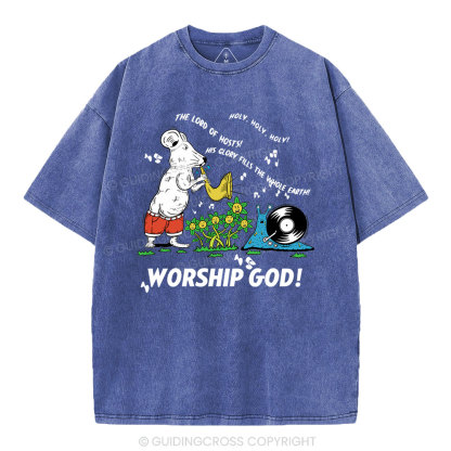 Worship God Christian Washed T-Shirt