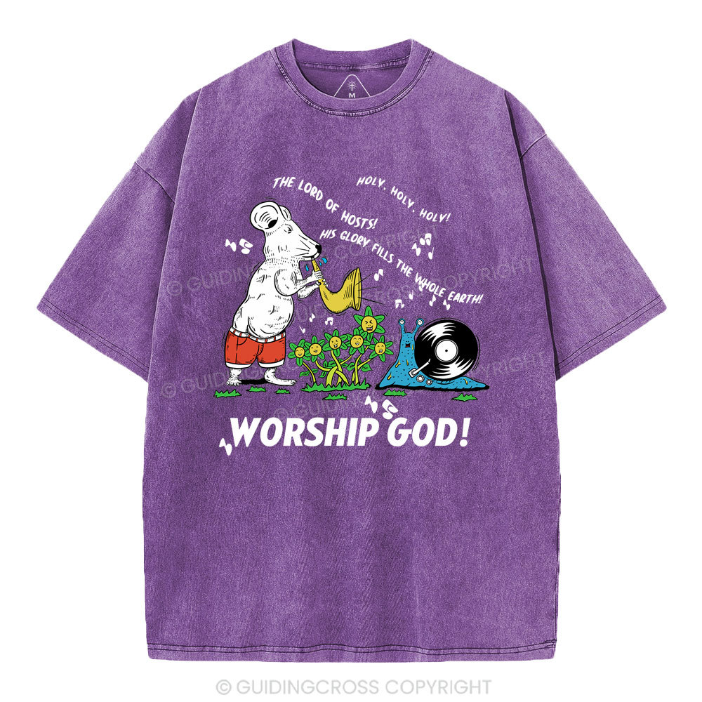 Worship God Christian Washed T-Shirt