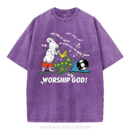 Worship God Christian Washed T-Shirt