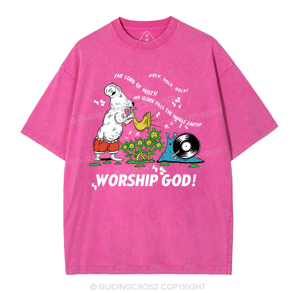 Worship God Christian Washed T-Shirt