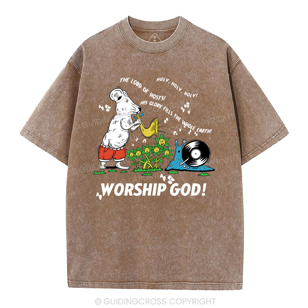 Worship God Christian Washed T-Shirt