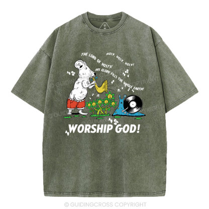 Worship God Christian Washed T-Shirt