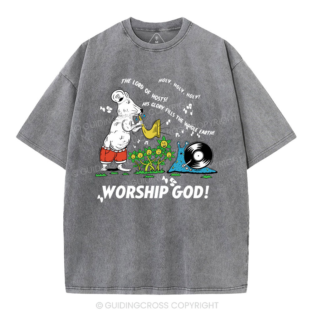 Worship God Christian Washed T-Shirt