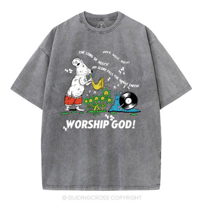 Worship God Christian Washed T-Shirt