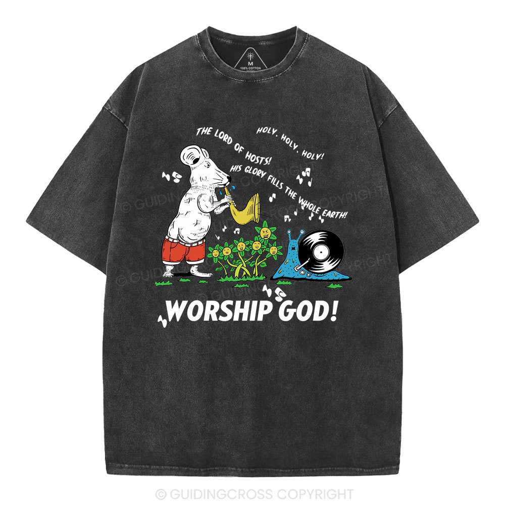 Worship God Christian Washed T-Shirt