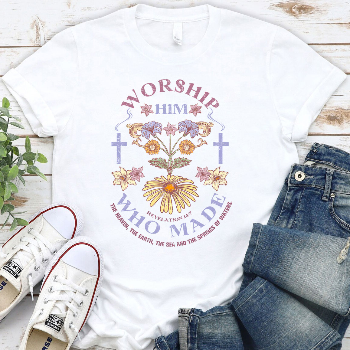 Worship Him Who Made Christian T-Shirt
