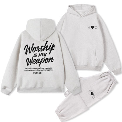 Worship Is My Weapon Christian Fleece Hoodie Set