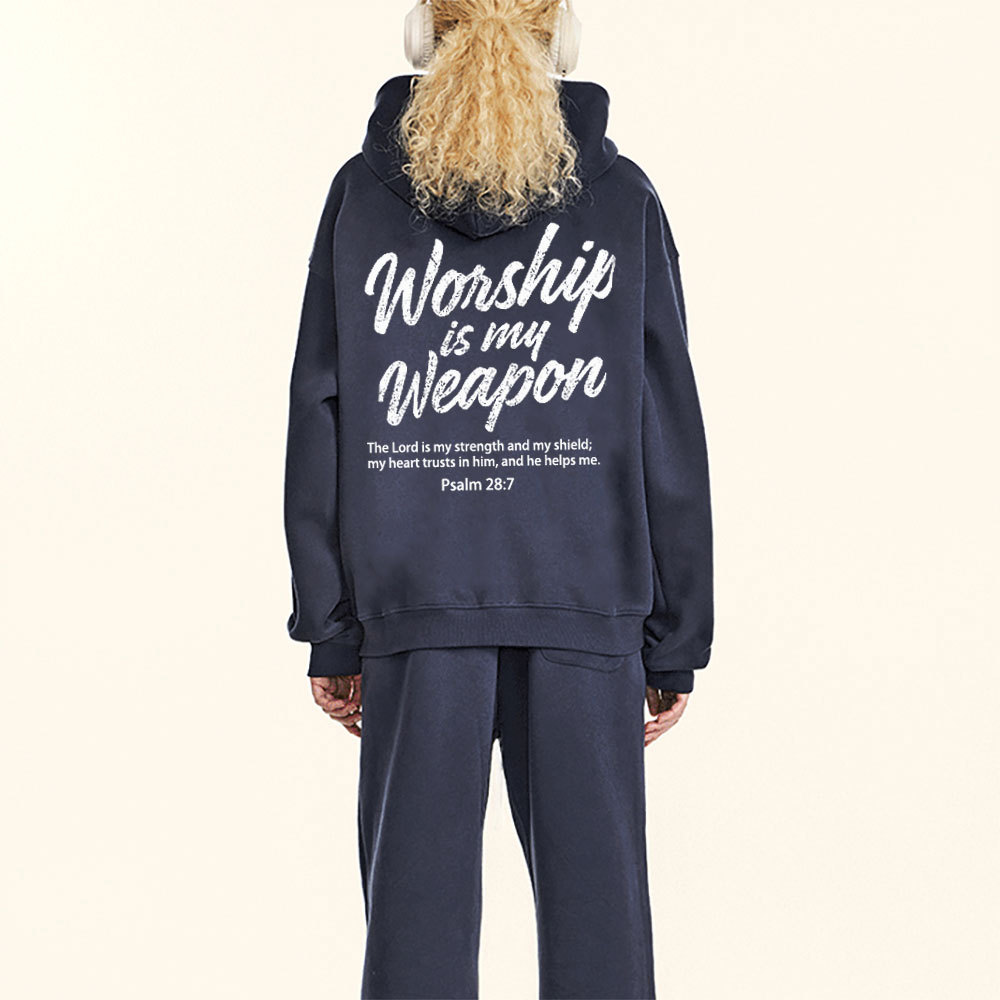 Worship Is My Weapon Christian Fleece Hoodie Set
