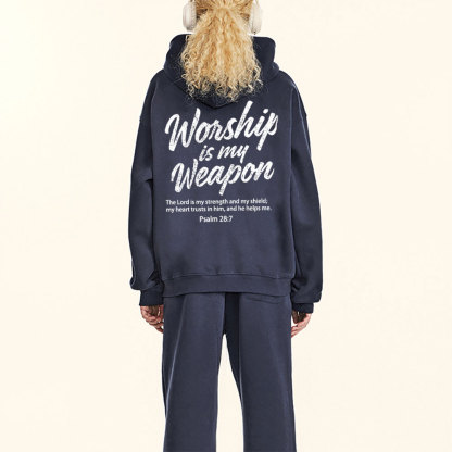 Worship Is My Weapon Christian Fleece Hoodie Set