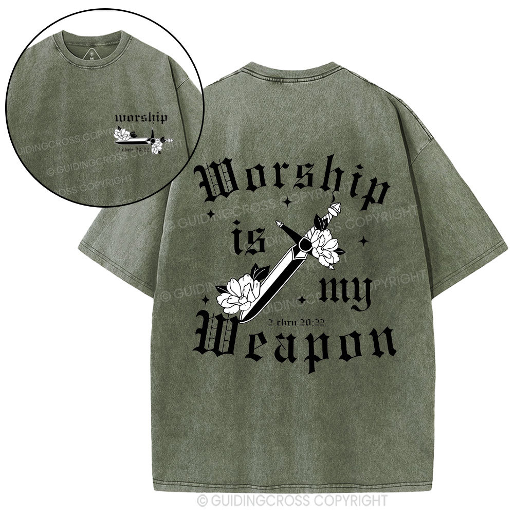 Worship is my weapon Christian Washed T-Shirt