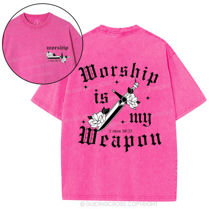 Worship is my weapon Christian Washed T-Shirt