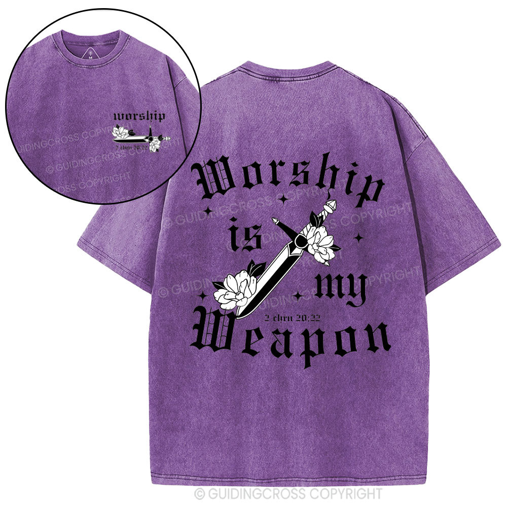 Worship is my weapon Christian Washed T-Shirt
