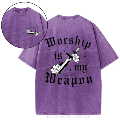 Worship is my weapon Christian Washed T-Shirt
