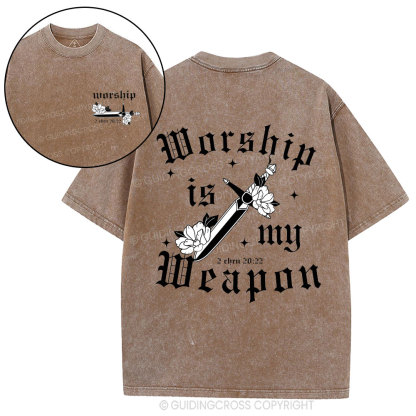 Worship is my weapon Christian Washed T-Shirt