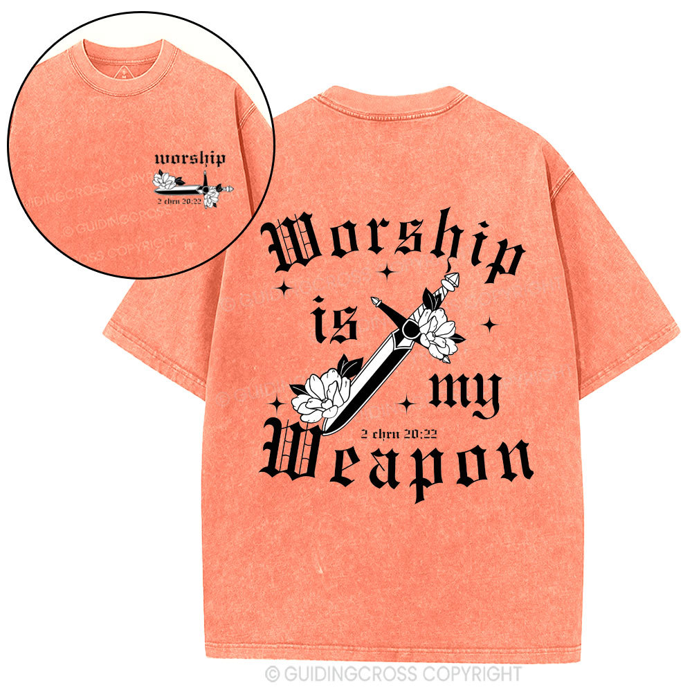Worship is my weapon Christian Washed T-Shirt