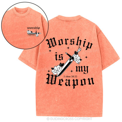 Worship is my weapon Christian Washed T-Shirt