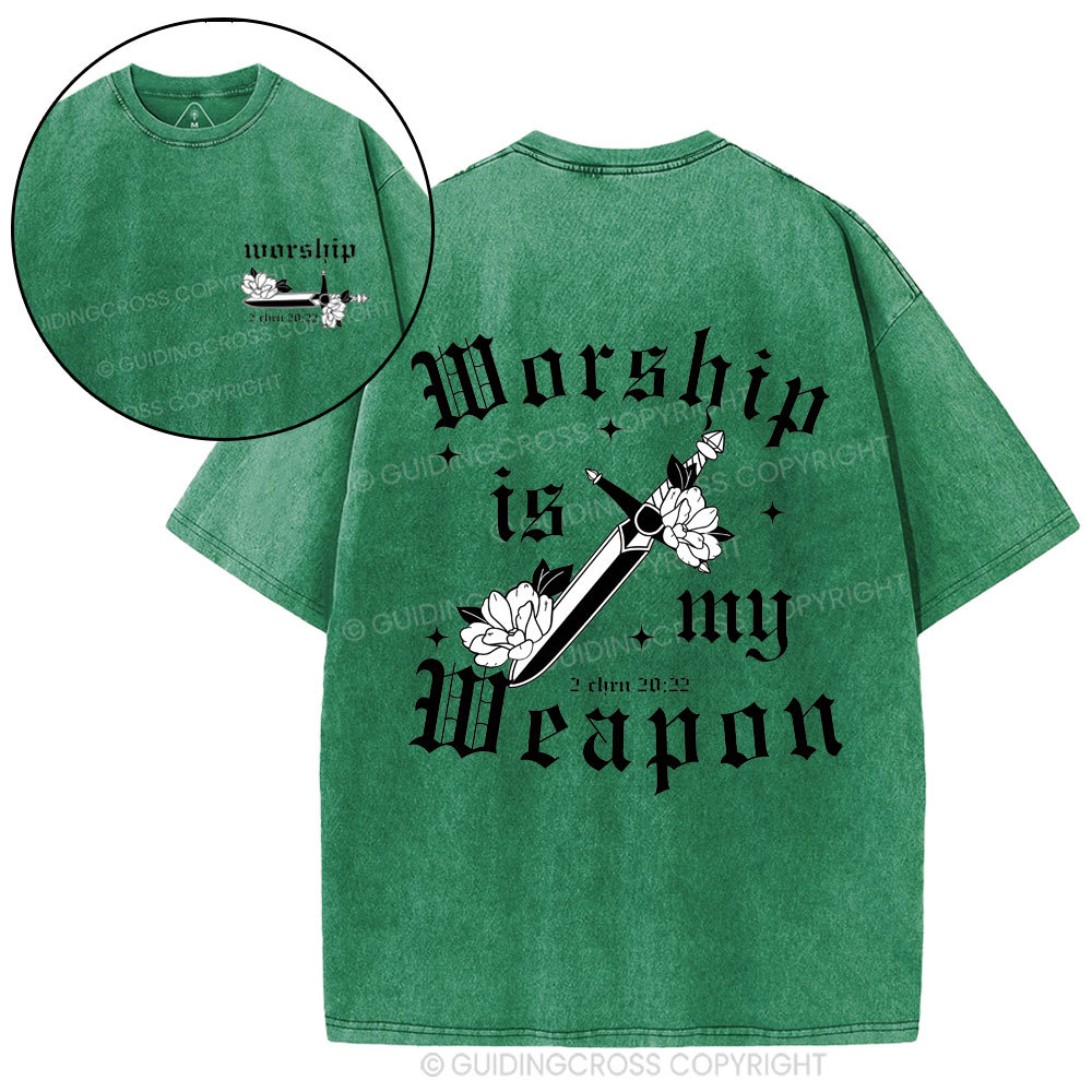 Worship is my weapon Christian Washed T-Shirt