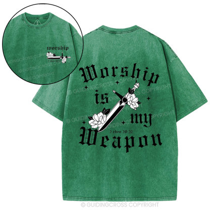 Worship is my weapon Christian Washed T-Shirt