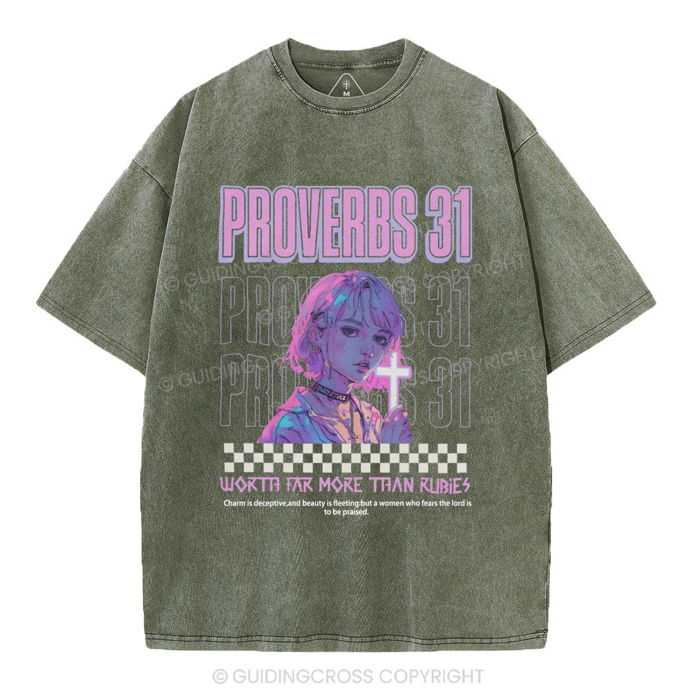 Worth Far More Than Rubies Christian Washed T-Shirt